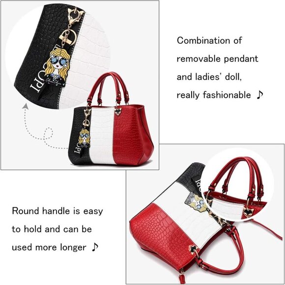 Leather Handbag for Women Large Capacity Multi-Pocket Tote Crossbody Stylish - Picture 4 of 6